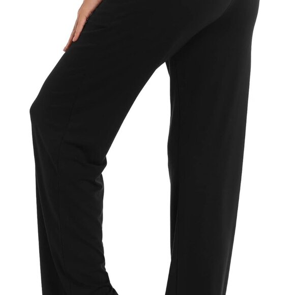 Women's Straight Leg Long Pants Elastic High Waist Drawstring Casual Trousers wi - Picture 5 of 6